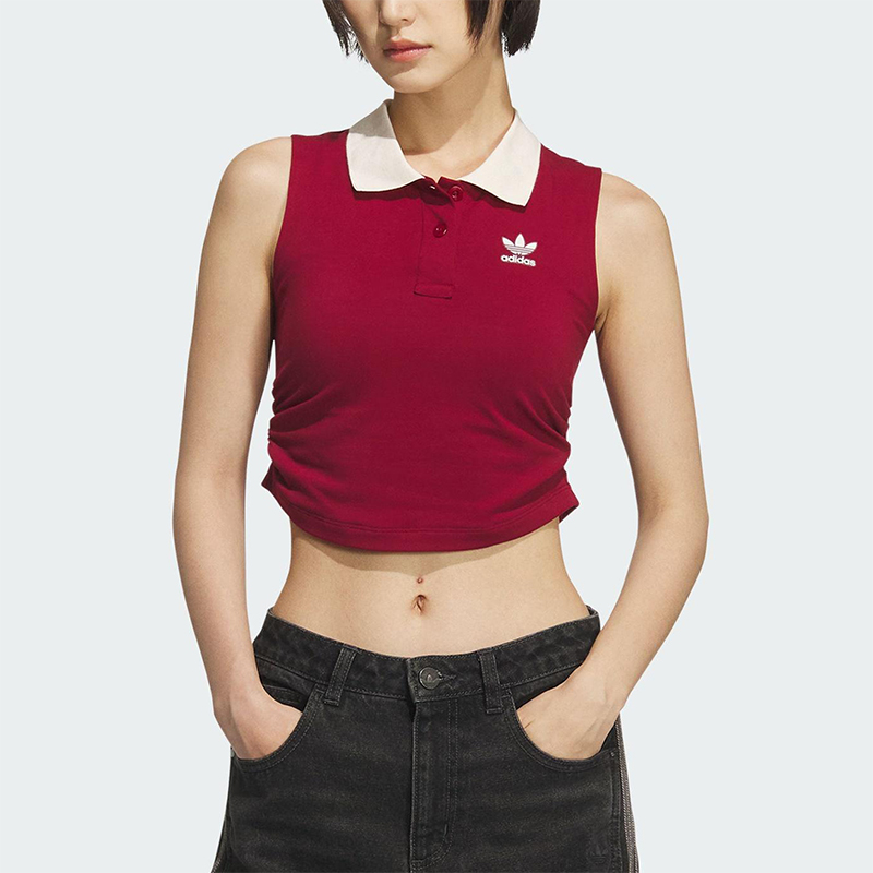 Adidas/阿迪达斯正品三叶草女士休闲修身针织圆领透气背心KF4242