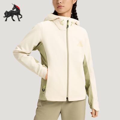 Adidas/阿迪达斯正品春秋女士户外保暖软壳经典连帽夹克KS3526