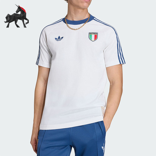 Adidas/阿迪达斯正品ITALY T-SHIRT男士复古足球短袖T恤KC6611