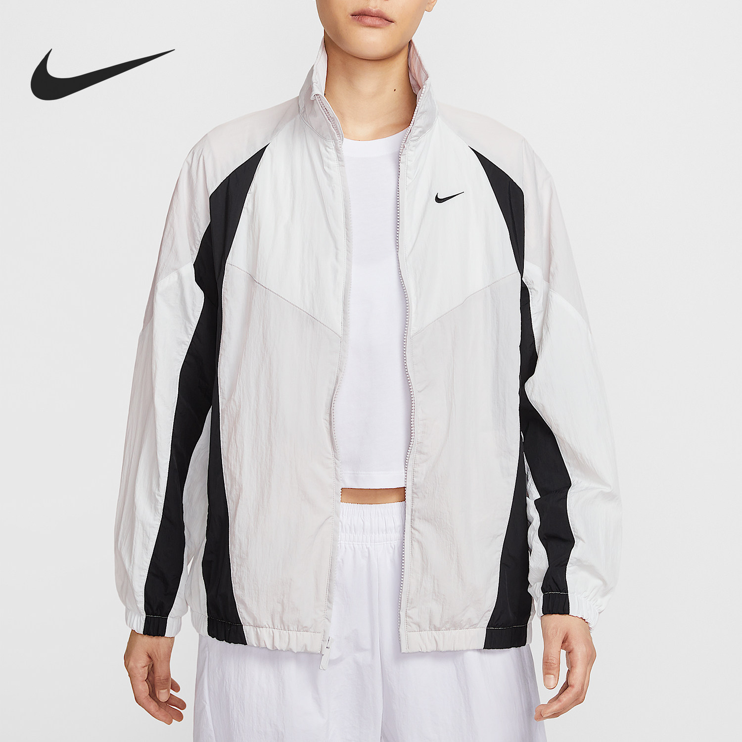 Nike/耐克官方正品2025女士宽松休闲拼接透气立领外套HV4030-078