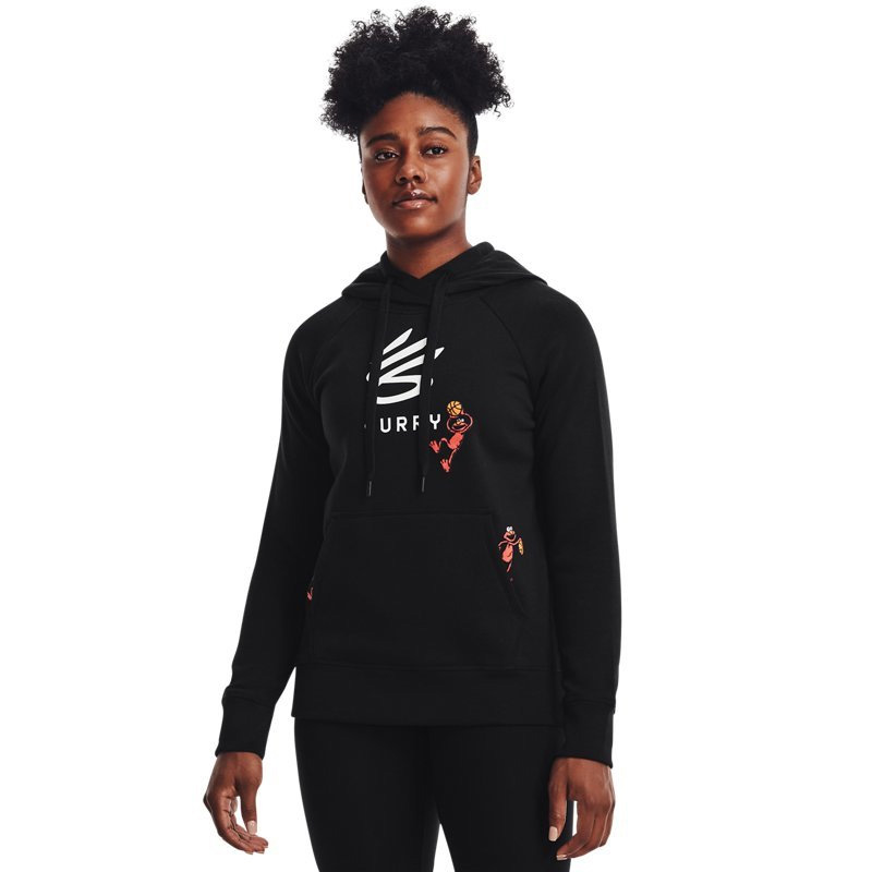 安德玛正品Rival Signature Box 运动女休闲训练连帽卫衣1369639