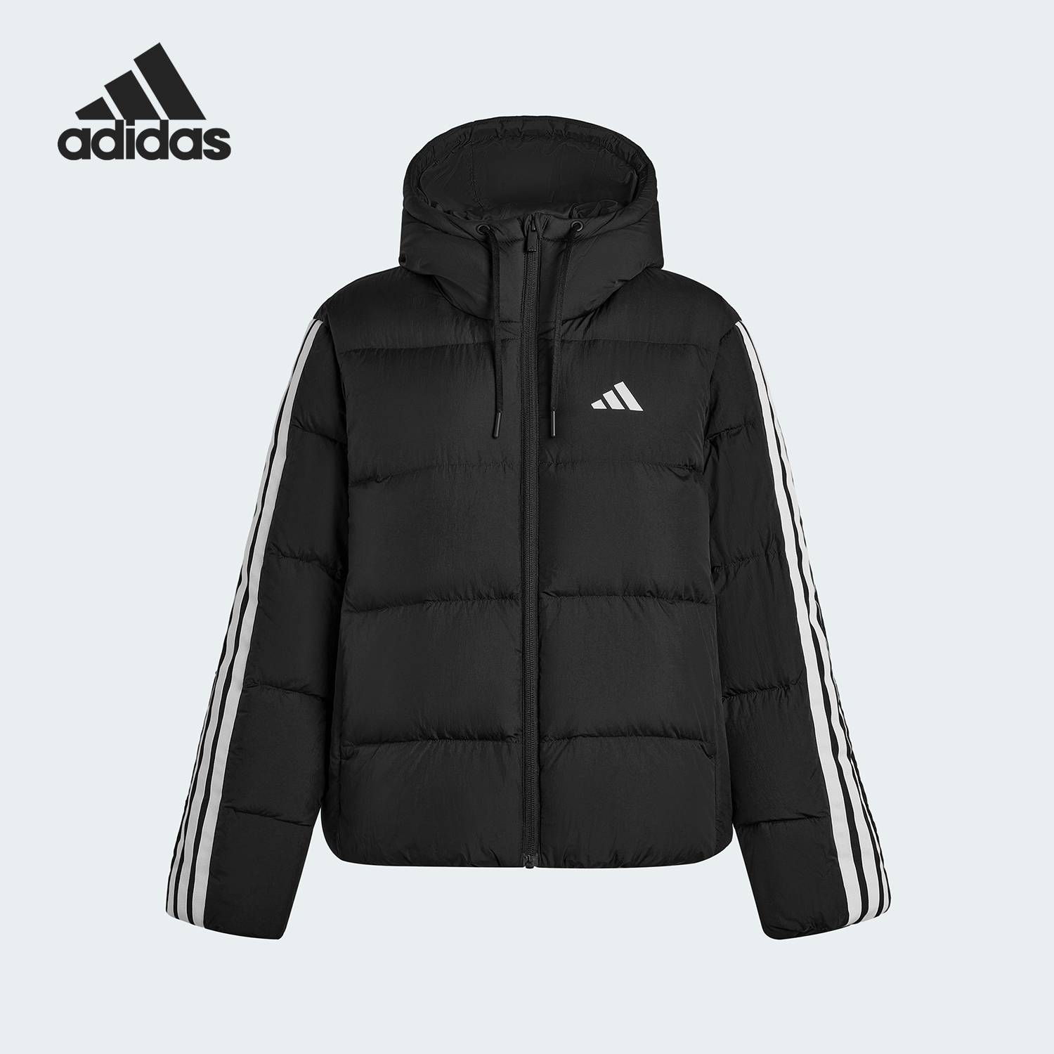 Adidas/阿迪达斯正品2025冬季款女士保暖三条纹羽绒服KH3978