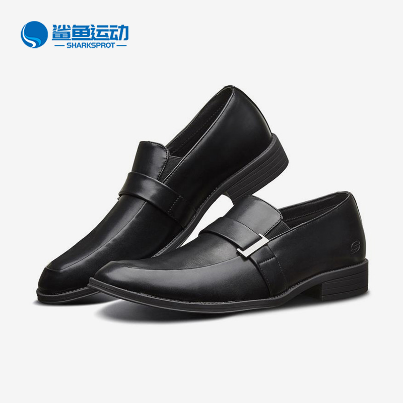 Skechers/斯凯奇正品男子运动户外尖头正式简约皮鞋板鞋65541-BLK