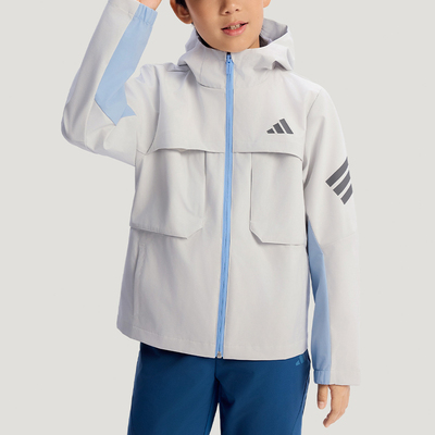 Adidas/阿迪达斯正品春秋儿童简约休闲连帽时尚夹克外套KG5958