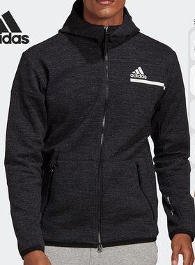 Adidas/阿迪达斯男子足球运动训练针织休闲连帽夹克外套 GM6533