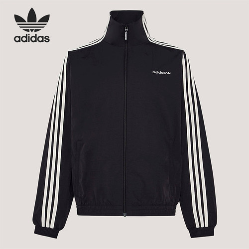 Adidas/阿迪达斯正品三叶草女士高领经典条纹日常休闲外套KX7977