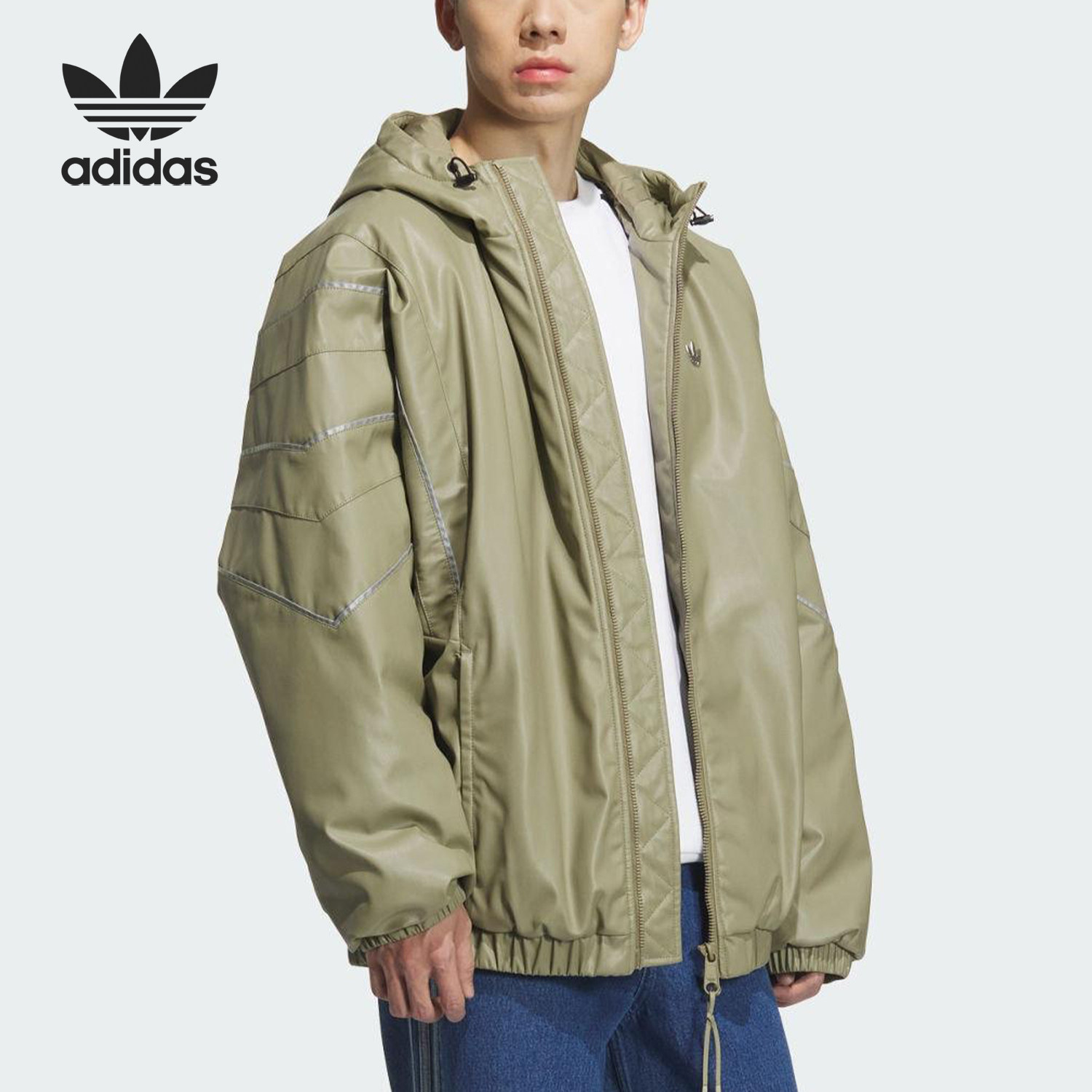 Adidas/阿迪达斯官方正品三叶草男女运动连帽宽松保暖棉服KC2654