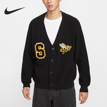 Nike/耐克官方正品2025秋季款男士针织刺绣长袖开衫HV0259-010