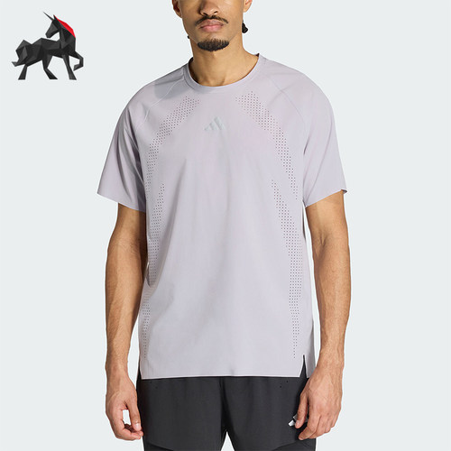Adidas/阿迪达斯正品男士圆领轻盈舒适透气跑步短袖T恤KQ8648