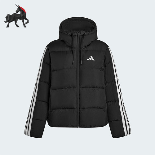 Adidas/阿迪达斯正品2025冬季款女士运动保暖三条纹羽绒服KH3978