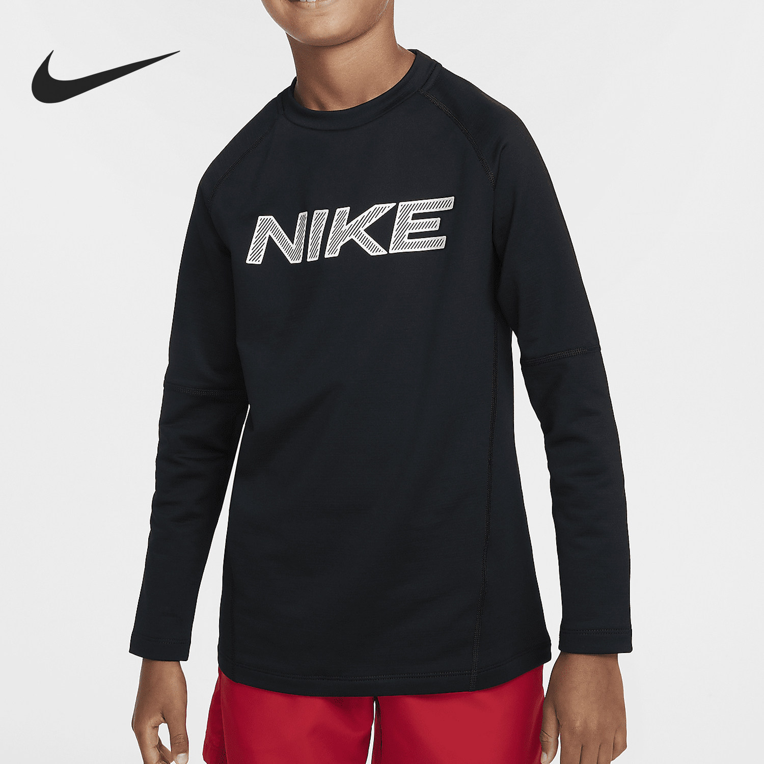 Nike/耐克正品Pro Dri-FIT大童薄绒轻微加厚上衣HF4362-010 - 实物图