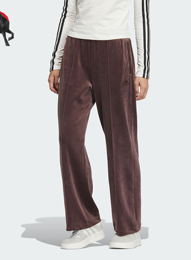 Adidas/阿迪达斯正品新款女士复古宽松天鹅绒休闲裤JX6844