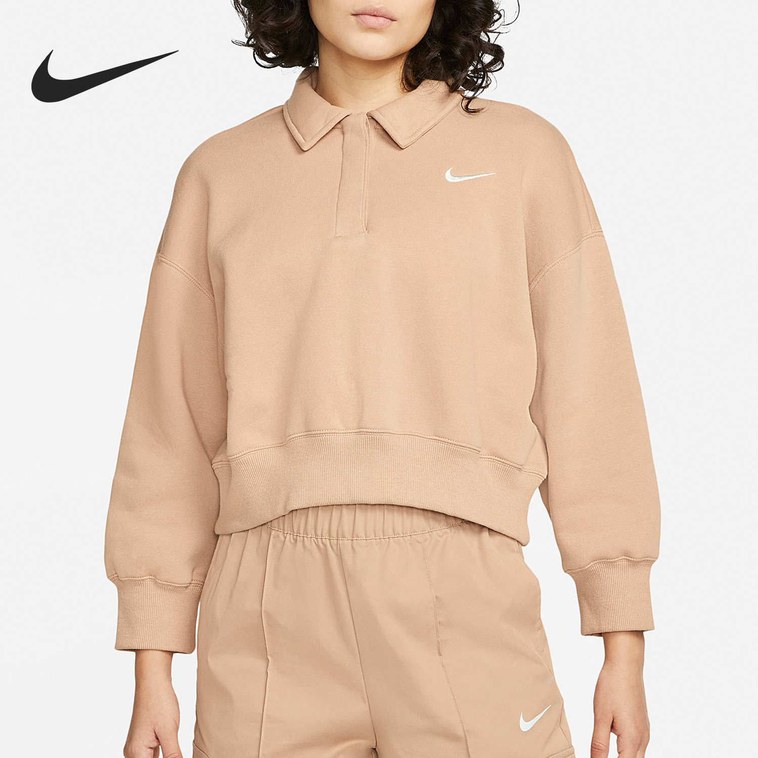 Nike/耐克官方正品当季新款女子休闲简约加绒保暖卫衣DQ5869-200