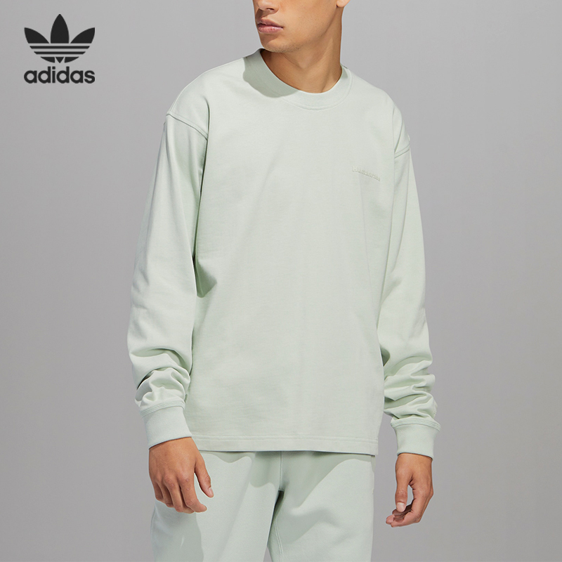 阿迪达斯男子时尚圆领长袖T恤