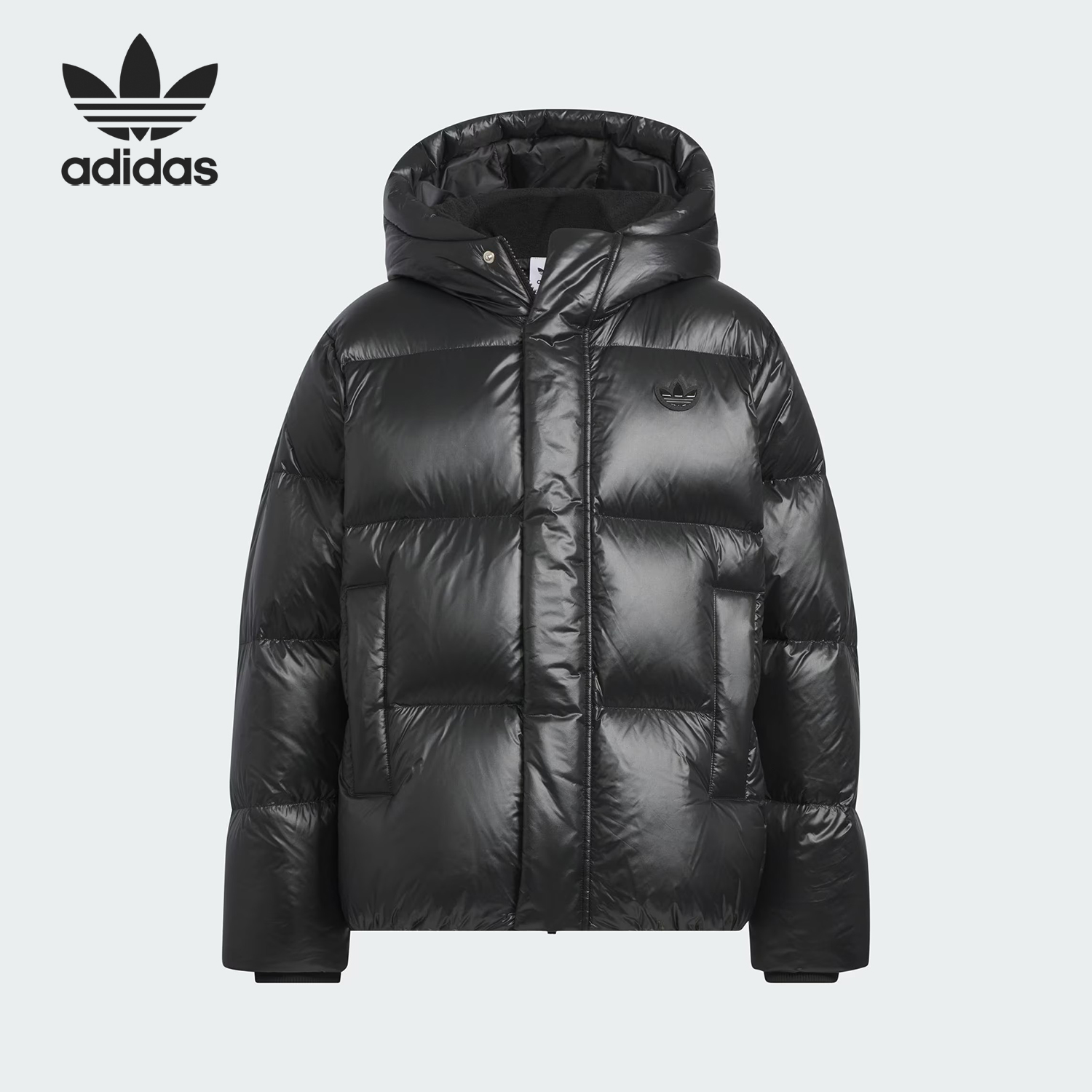 Adidas/阿迪达斯正品三叶草大童皮面两面保暖羽绒服JC6797