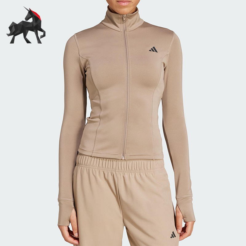 Adidas/阿迪达斯正品2025女士简约半高领健身运动修身外套JW2815