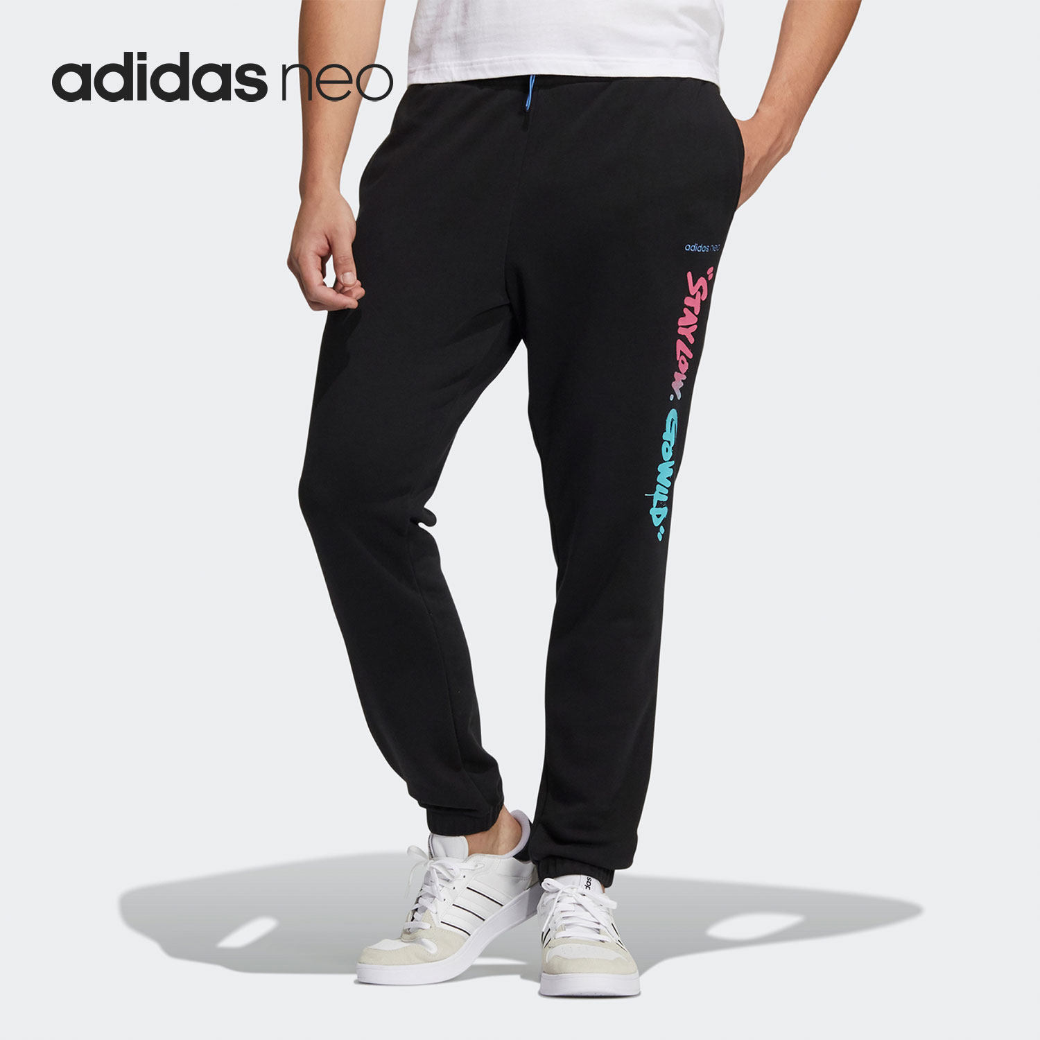 Adidas/阿迪达斯官方正品NEO休闲男子时尚潮流运动简约长裤HG9042