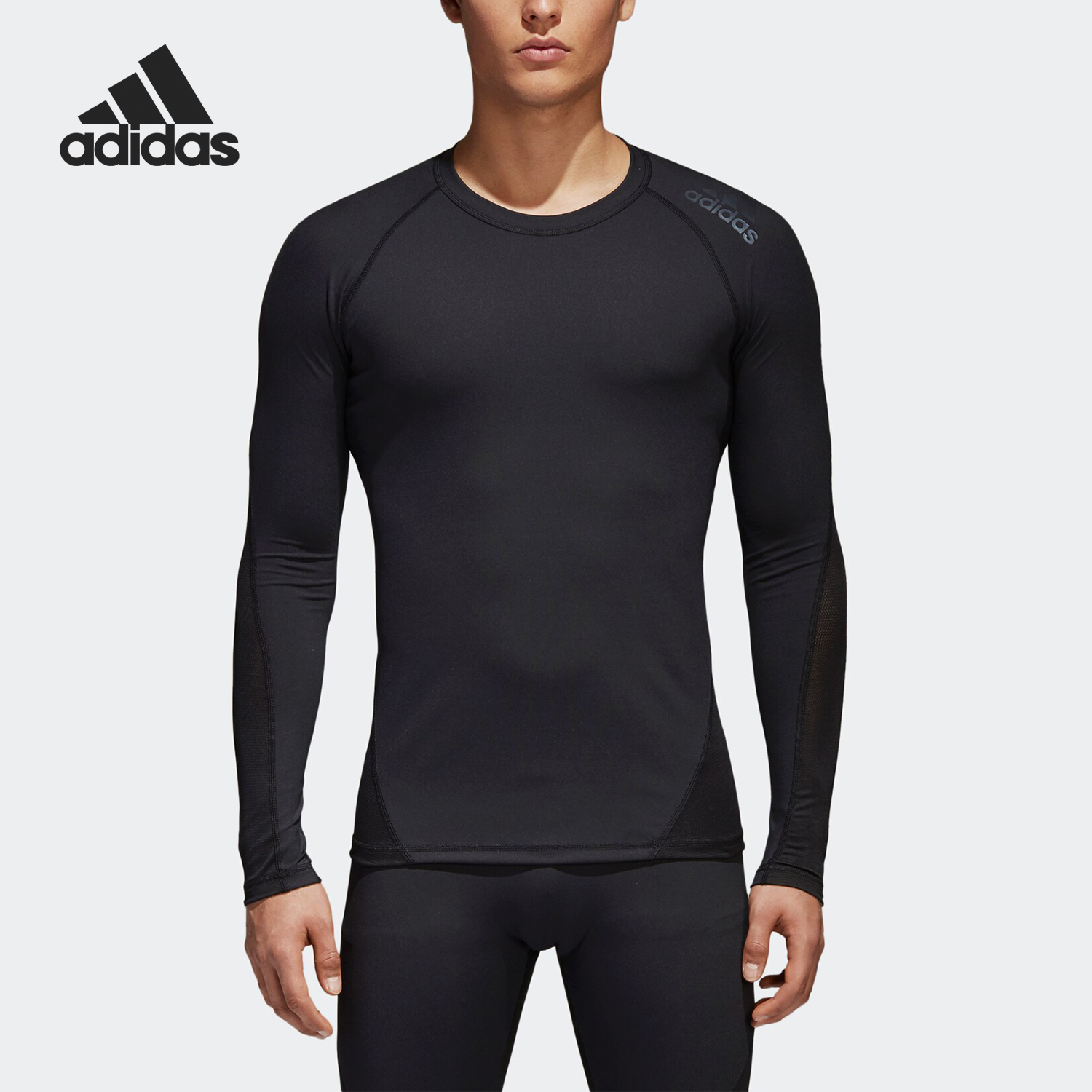 Adidas正品男子长袖训练紧身衣