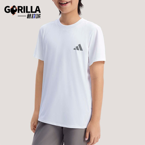 Adidas/阿迪达斯正品2026春季儿童圆领简约亲肤运动休闲T恤KG5982