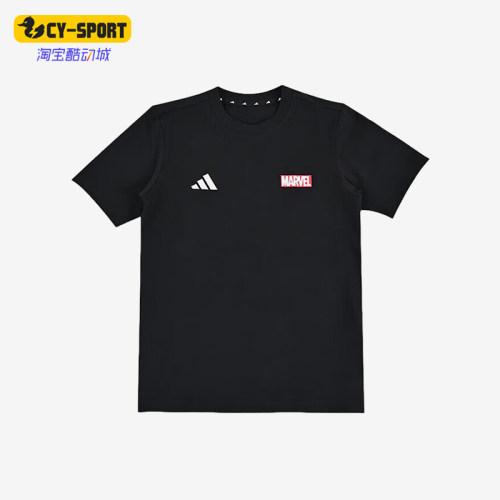 Adidas/阿迪达斯正品夏季大童圆领针织经典舒适跑步短袖T恤JF3638