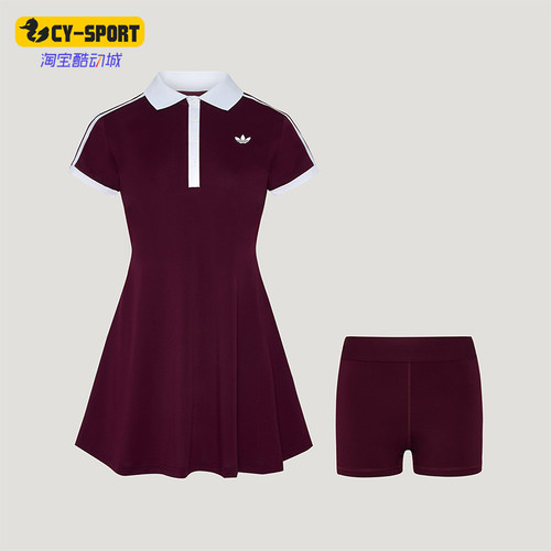 Adidas/阿迪达斯正品三叶草女士复古网球运动连衣裙LG4963