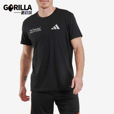 Adidas/阿迪达斯正品圆领T恤男黑色经典休闲舒适轻便短袖JI9372