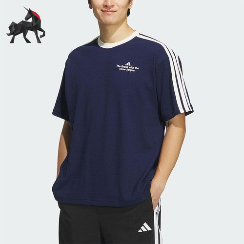 Adidas/阿迪达斯正品2025夏季款男士套头华夫格宽松短袖KF2473