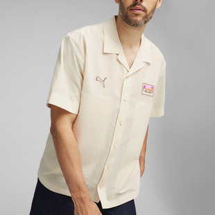 Puma/彪马正品PORSCHE男士翻领透气图案短袖衬衫624571-02