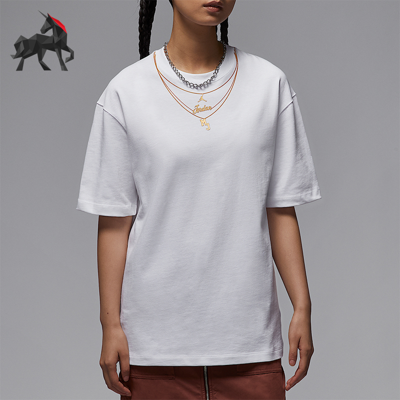 Nike/耐克正品JORDAN女士宽松项链图案简约经典短袖IH0834-100