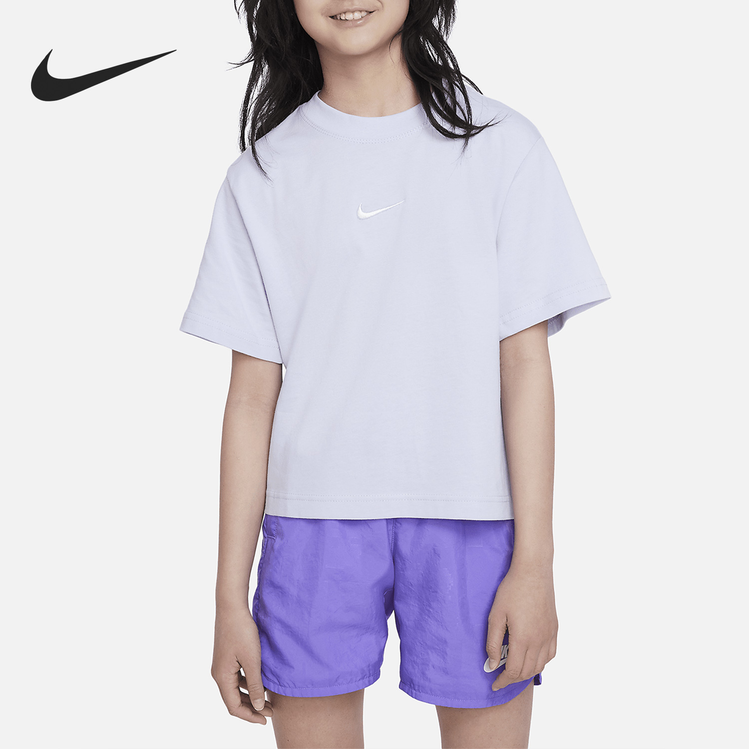 Nike/耐克正品圆领宽松透气休闲大童运动短袖T恤DH5750-536