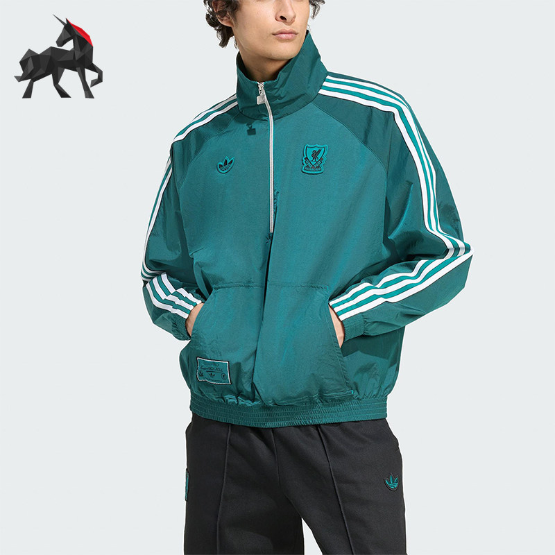 Adidas/阿迪达斯正品三叶草男士经典运动半拉链卫衣套头衫JW5474