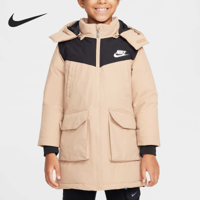 Nike/耐克正品秋冬新款小童拼接中长款保暖羽绒服HV7185-200