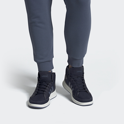 阿迪达斯男女三条纹中帮休闲板鞋