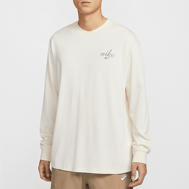 Nike/耐克正品Sportswear男士刺绣圆领长袖T恤HQ8166-901