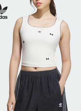 Adidas/阿迪达斯正品三叶草女士修身短裤图案透气背心KC3102