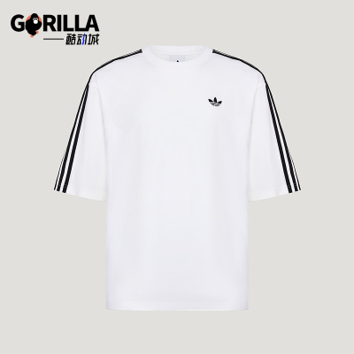 Adidas/阿迪达斯正品三叶草男士日常经典宽松条纹你针织T恤KG6332