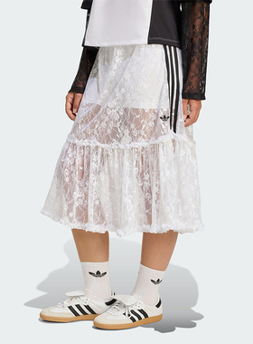 Adidas/阿迪达斯正品三叶草女士性感蕾丝经典时尚半身裙KD2288