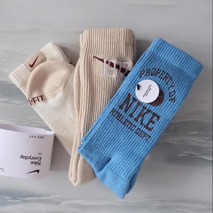 25年新款 跑步运动袜男女针织棉袜厚底长袜 高筒袜Nike耐克袜子正品