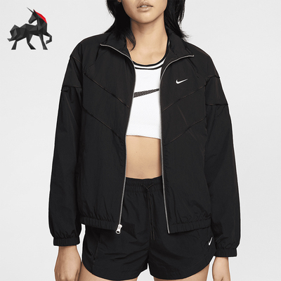 耐克女士运动翻领宽松耐穿外套
