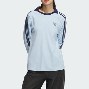 JM8011 Adidas 阿迪达斯正品 三叶草女士刺绣复古休闲长袖 POLO衫