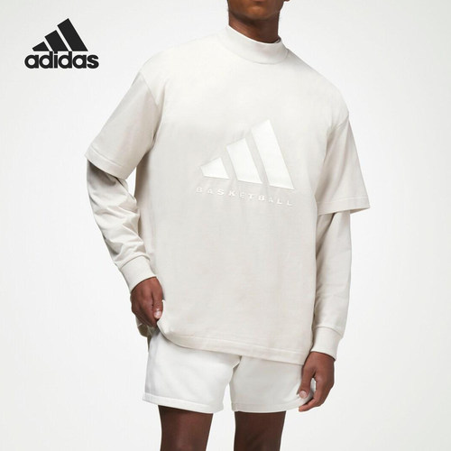 阿迪达斯情侣简约宽松针织短袖