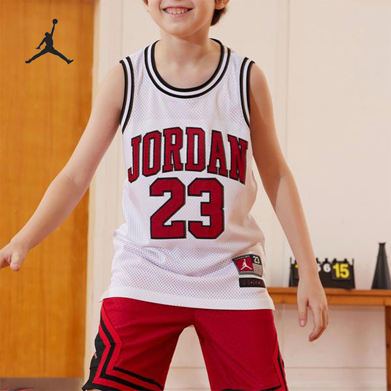 Nike/耐克正品JORDAN大童针织网眼运动背心T恤JD2122087GS-002