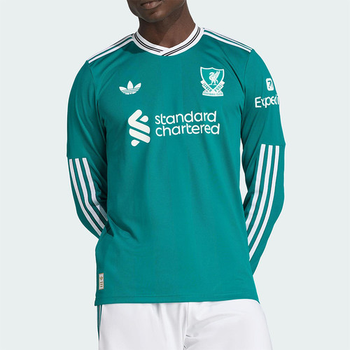 Adidas/阿迪达斯正品2025男士刺绣足球运动透气修身长袖T恤JV6460