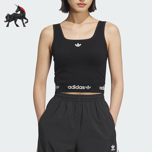 短款 Adidas 透气修身 阿迪达斯正品 运动背心KB6420 三叶草女士经典