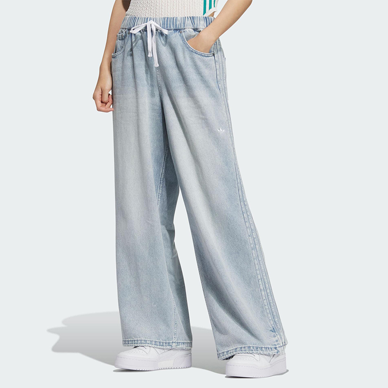 Adidas/阿迪达斯正品三叶草女士柔软牛仔布日常运动休闲裤KC5837