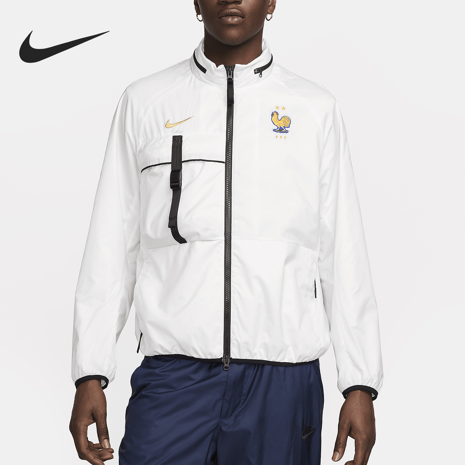 Nike/耐克官方正品法国队男士梭织足球运动连帽外套FZ8361-121
