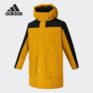 Adidas/阿迪达斯运动男女大口袋中长款连帽羽绒服GN9833