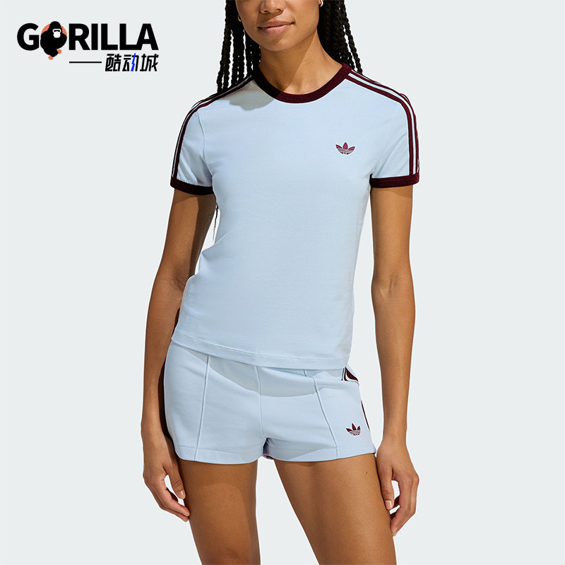 Adidas/阿迪达斯正品三叶草女士圆领经典修身透气运动短袖KD3684图片