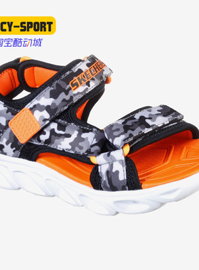 Skechers/斯凯奇正品 HYPNO-SPLASH男大童闪灯魔术贴休闲运动凉鞋