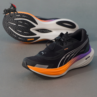 Puma/彪马正品男黑橙色支撑网面场馆贴合包裹经典训练鞋310080-02